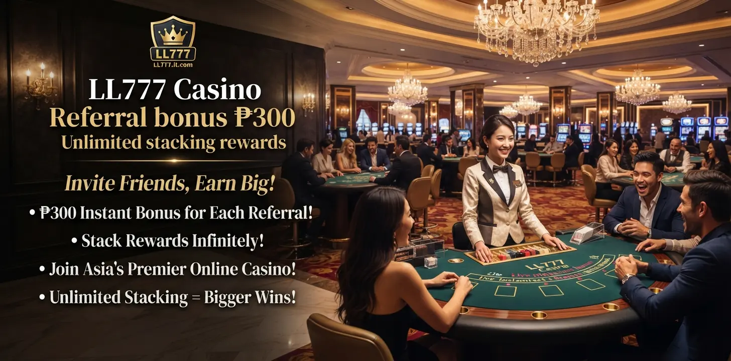 LL777 Casino Referral bonus ₱300 Unlimited stacking rewards